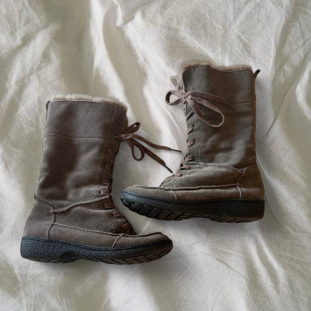 Gray Faux Fur-Lined Women's Boots - Picture 2 of 5